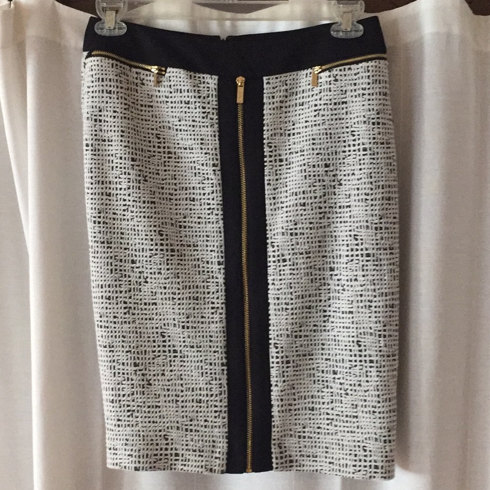 Calvin Klein Black and White Midi Skirt